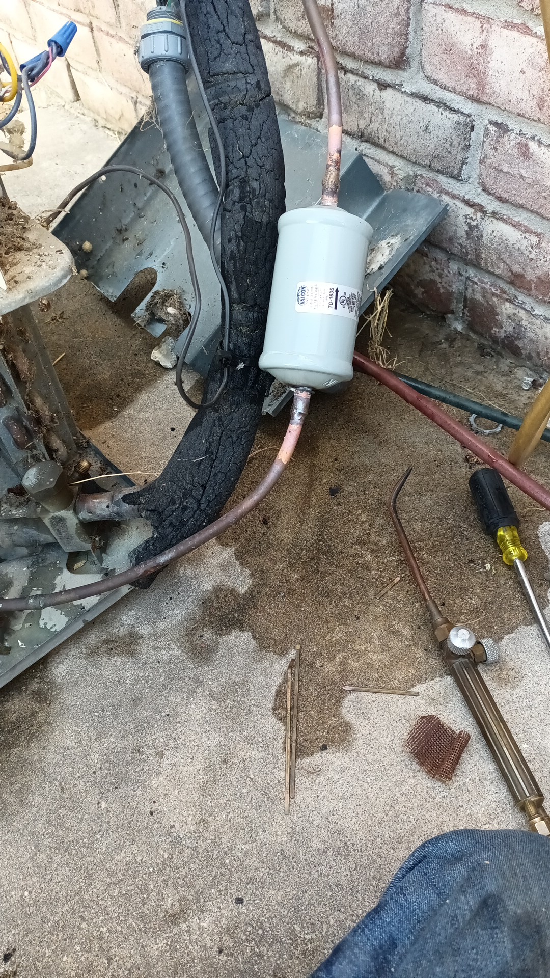 HVAC capacitor and copper tubing repair