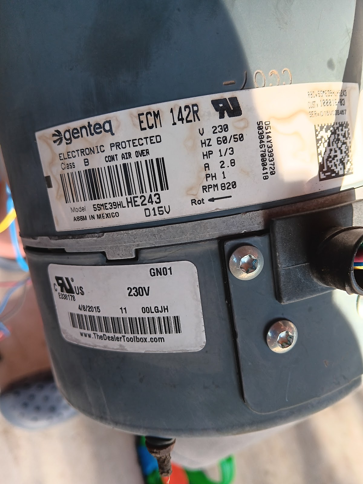 ECM motor replacement